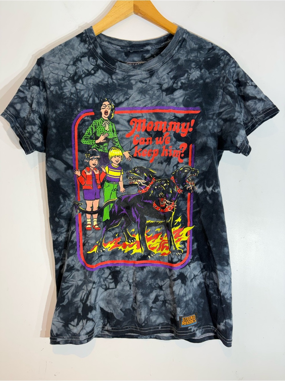 Steven Rhodes “Mommy! Can We Keep Him?” Tie-Dye Graphic Tee small